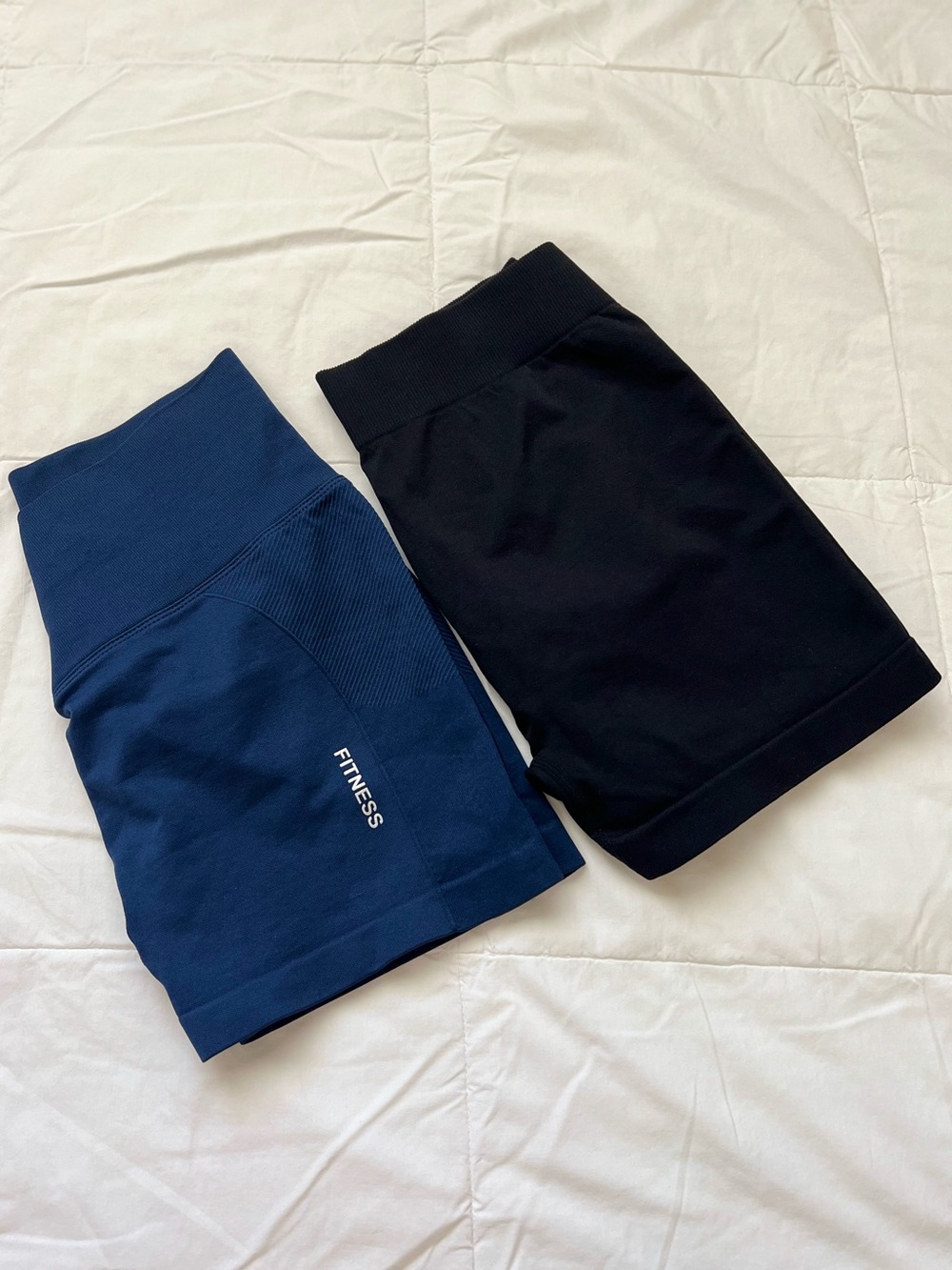SHEIN Blue and Black High-Waist Athletic Shorts